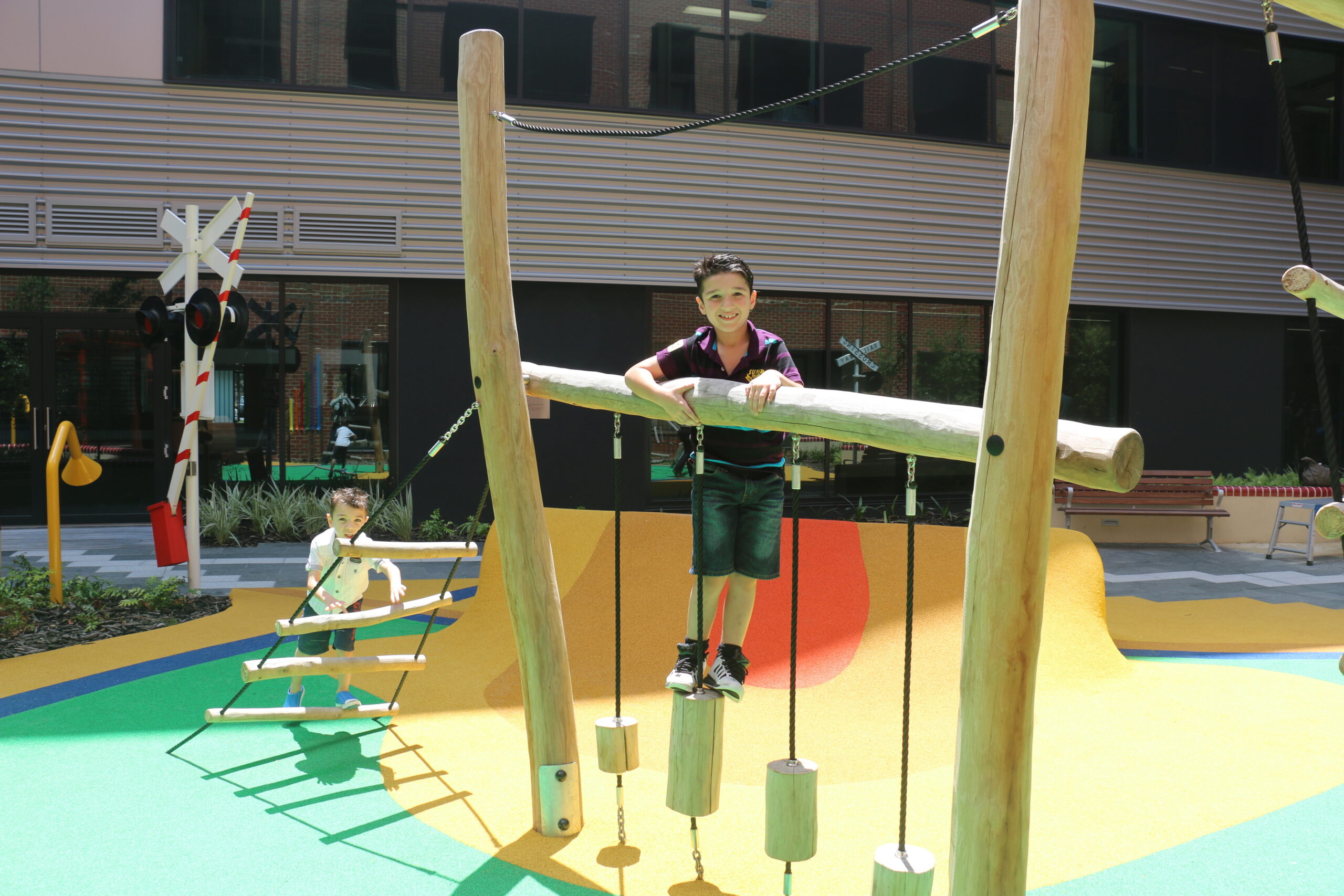 Child playing in playground
